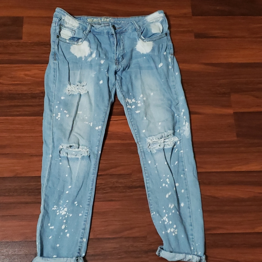 Distressed cuffed Jean's